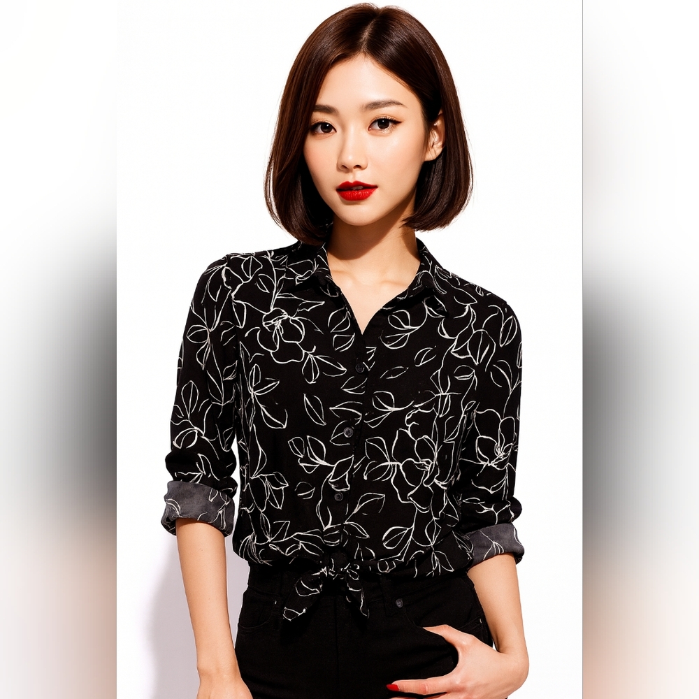 a new day flower printed blouse -Size S